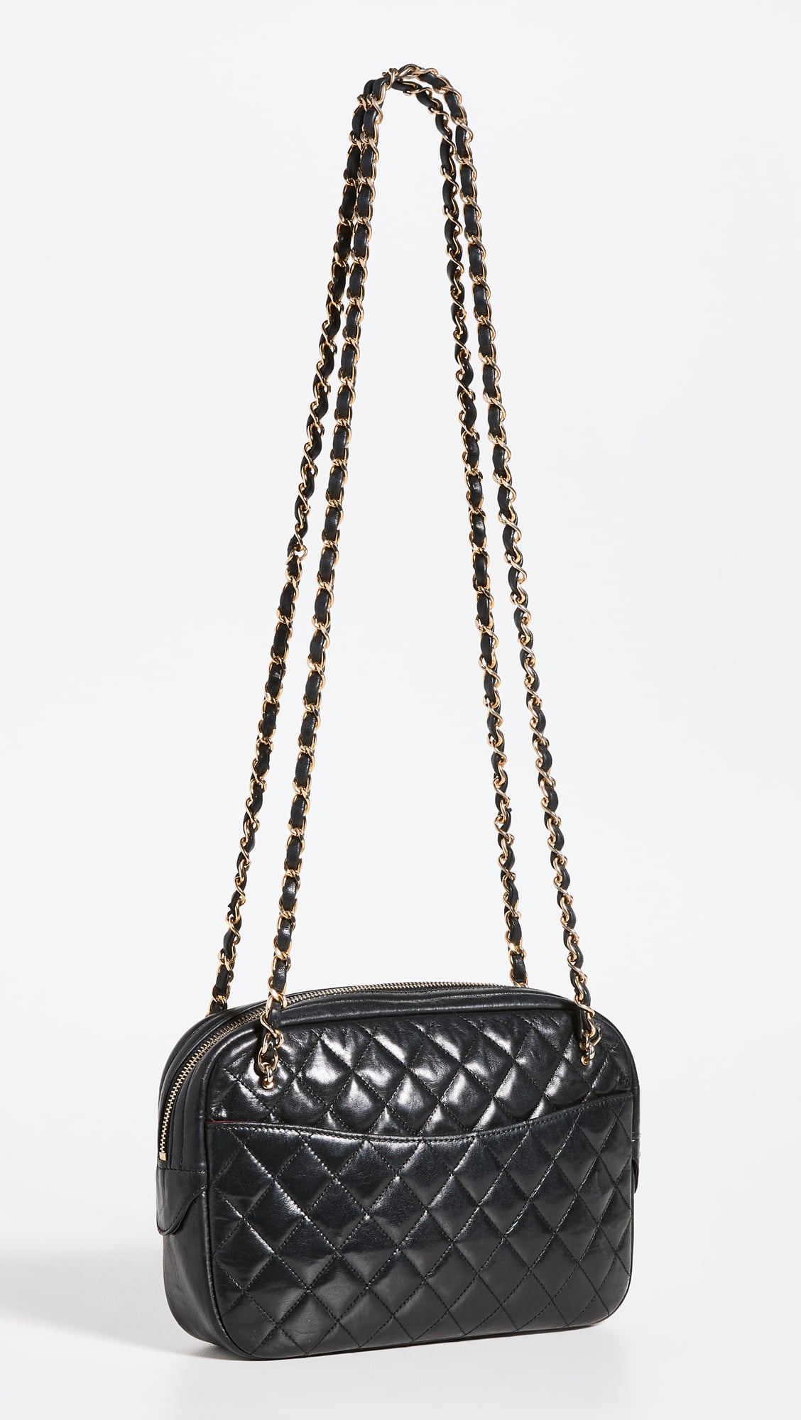 Chanel Vintage Chanel 9inch Black Quilted Leather Shoulder Flap Bag 