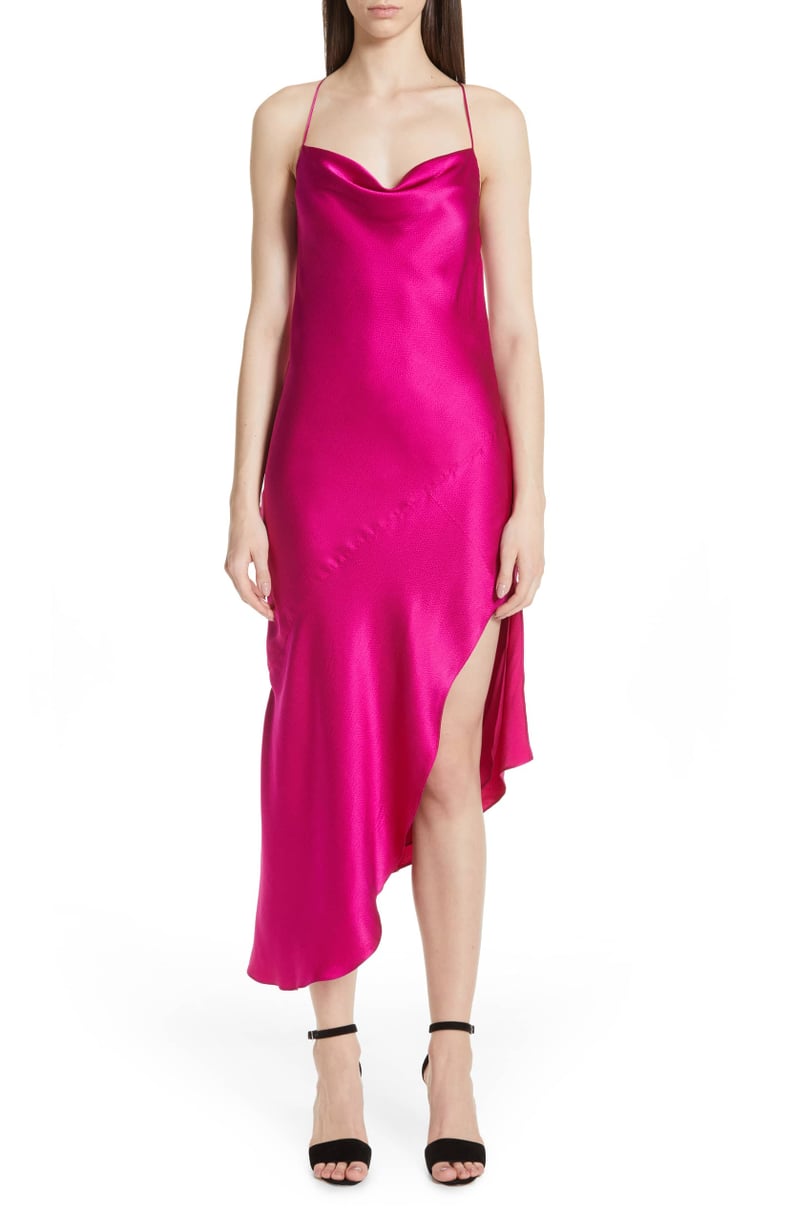 HANEY Hanne Asymmetrical Satin Cocktail Dress