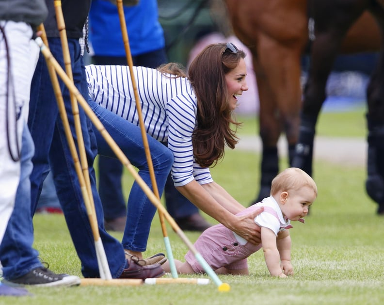 "OK — the queen isn't looking. Baby race time!"