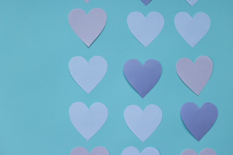 Valentine's Day Zoom Background: Blue Heart Sticky Notes
