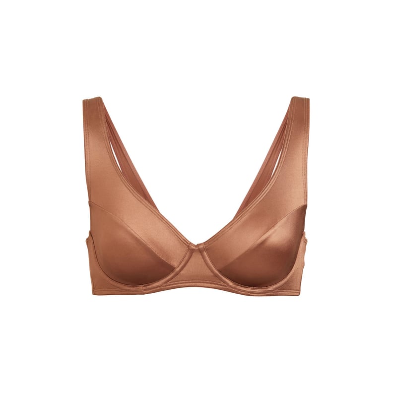 SKIMS Stretch Satin Unlined Underwire Bra in Desert Clay