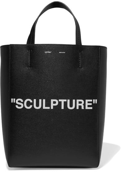 Off-White Medium Printed Textured-leather Tote - Black