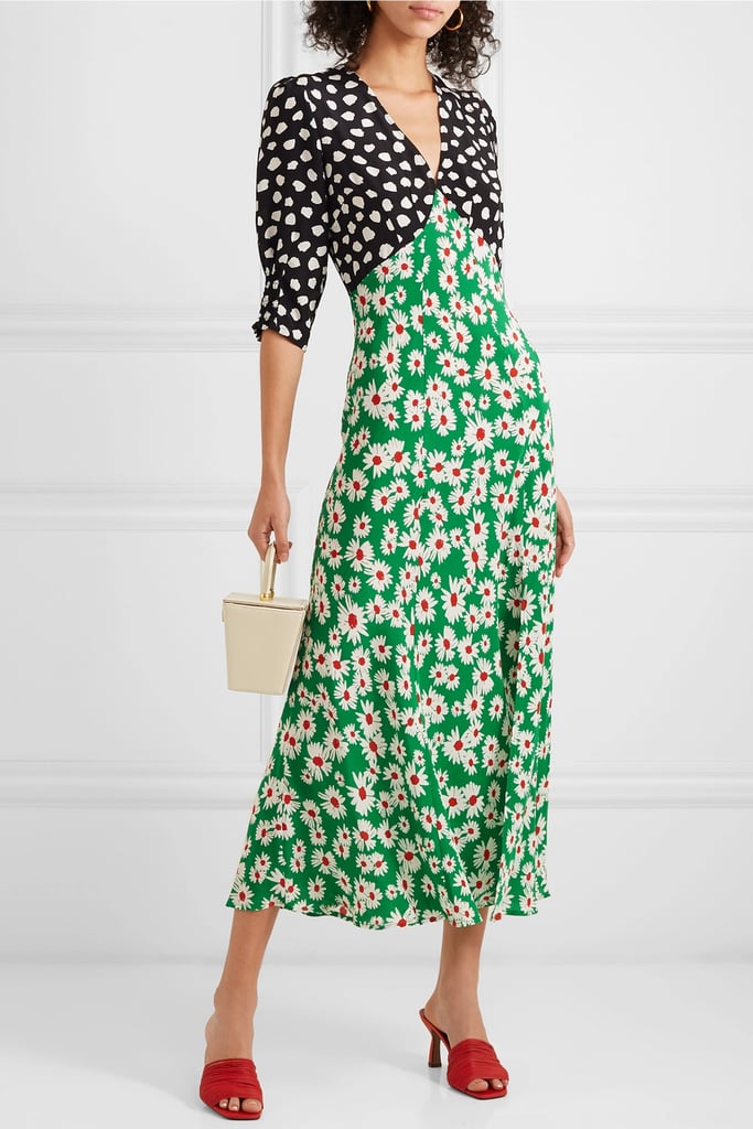 Rixo Martha Printed Silk Crepe de Chine Midi Dress | Carole Middleton's Green Dress at Wimbledon 