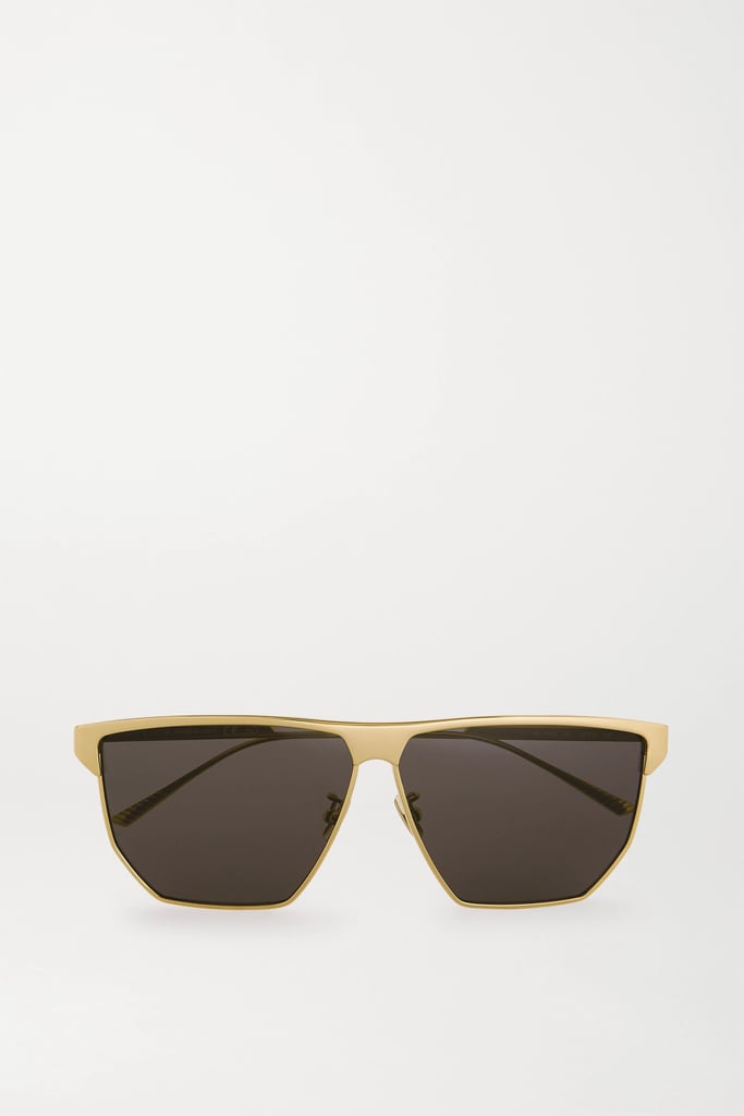 Bottega Veneta Gold D-Frame Gold-Tone Metal Sunglasses