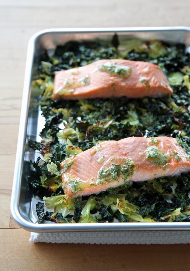 Salmon With Crispy Cabbage and Kale