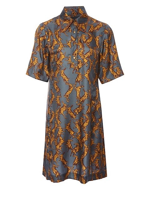 Land of Distraction Silk Ruby A-Line Shirt Dress