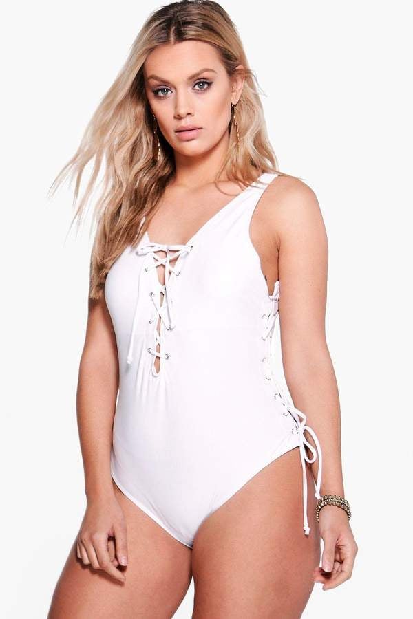 boohoo Bianca Lace Up Swimsuit
