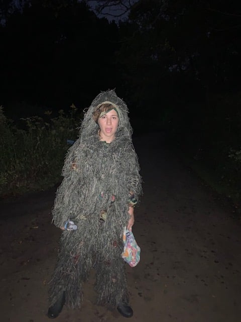 Therese After 20 Sweaty Minutes in Her Ghillie Suit