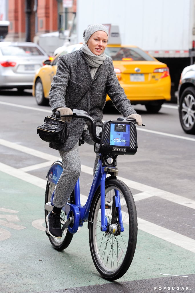 Naomi Watts was fresh-faced during her bike ride in NYC on Thursday.