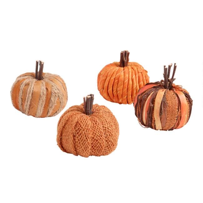 Mini Natural Fibre Pumpkins Set of Four