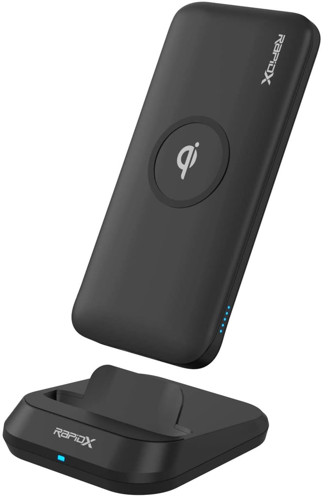 RapidX Myport 10000 mAh Power Bank, 10W Wireless Charging (Qi-Certified) & Charging Stand