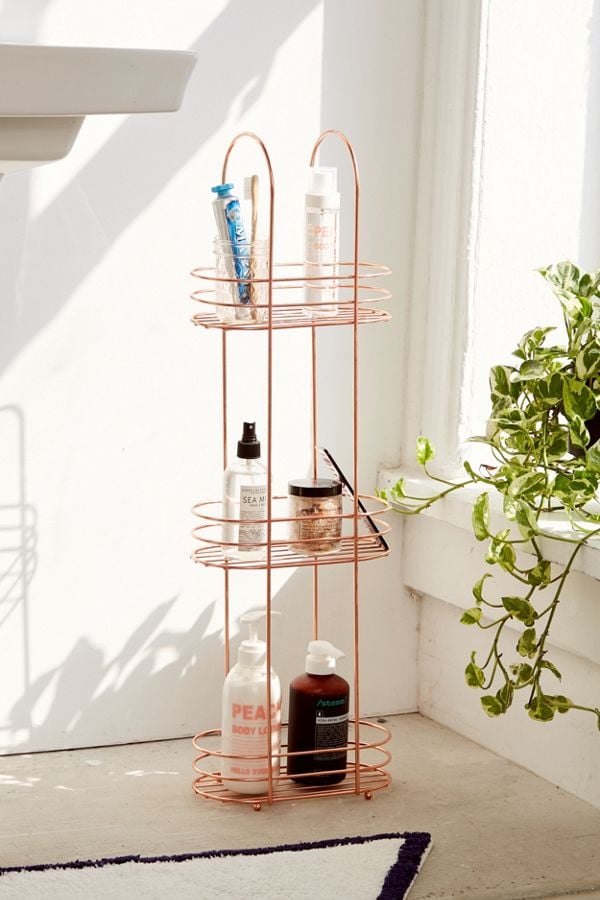 Urban Outfitters Minimal Rose Gold Standing Bathroom Storage ($39) is a standing product holder that can go in your bathroom or bedroom.
