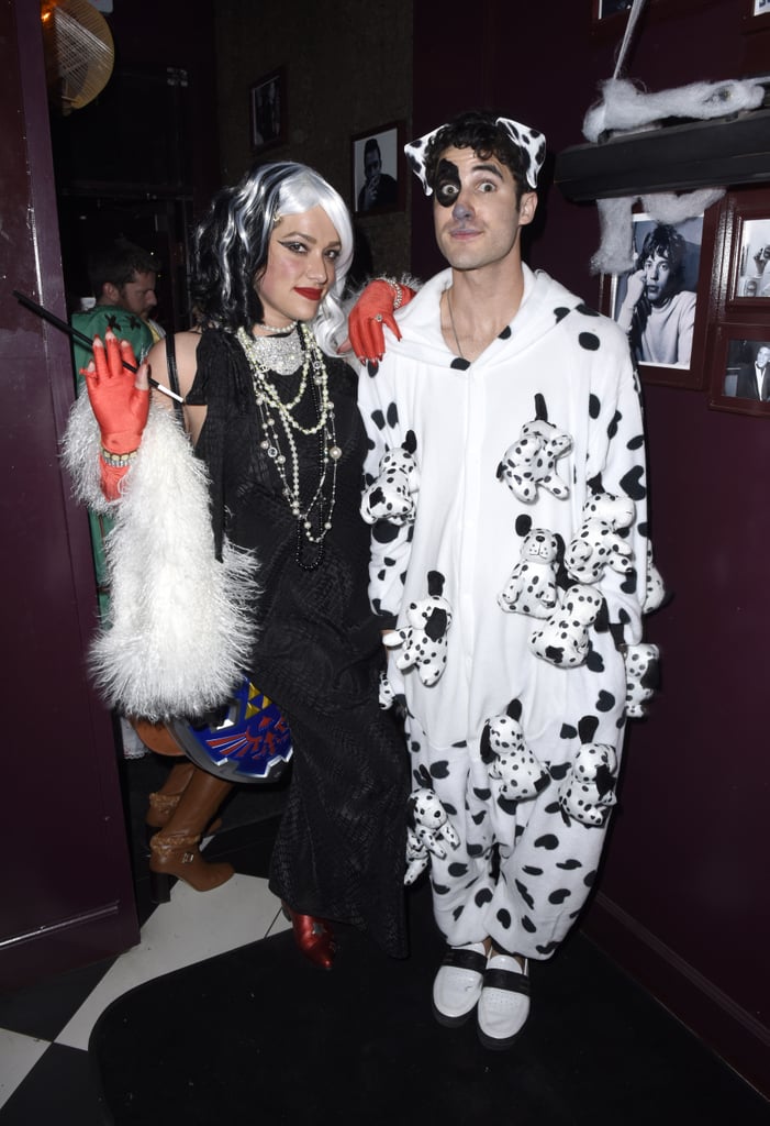 Mia Swier and Darren Criss as Cruella de Vil and a Dalmatian