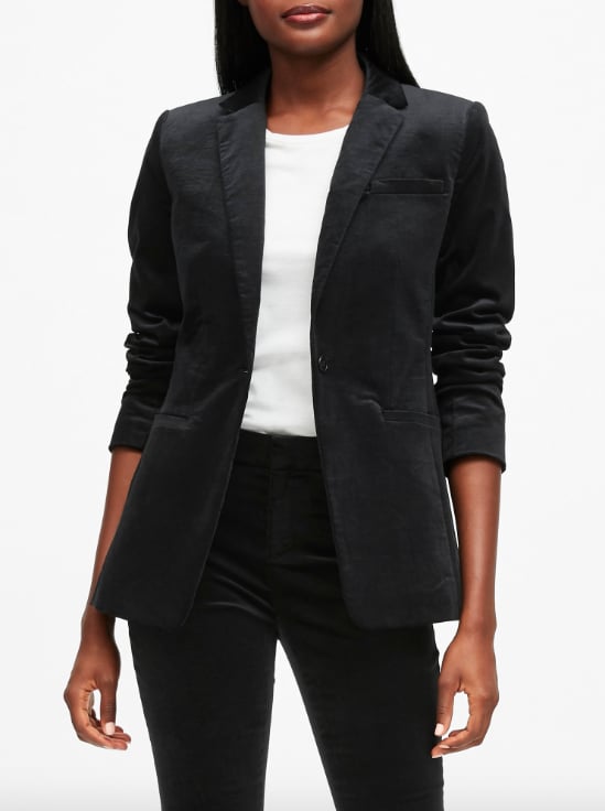 Long and Lean-Fit Velvet Blazer