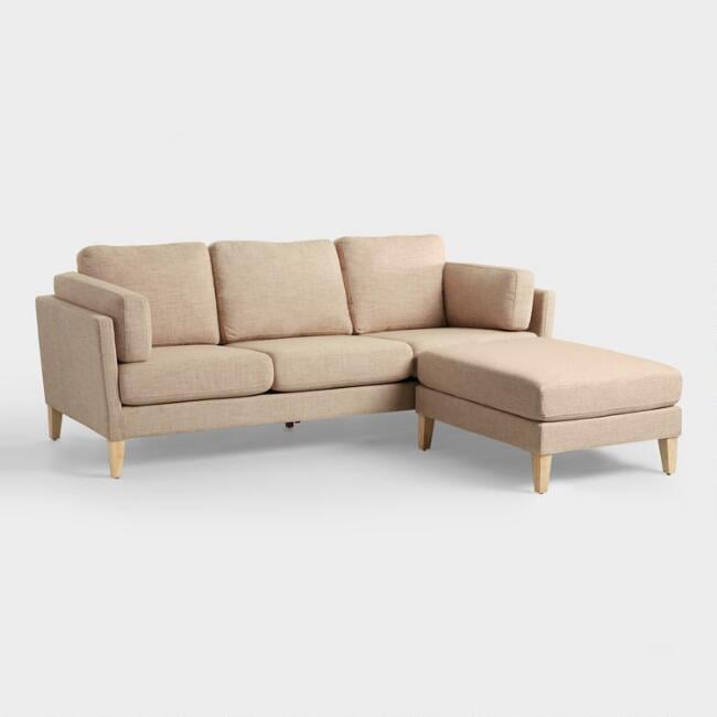 Cost Plus World Market Oatmeal Woven Noelle Sofa and Ottoman Best and