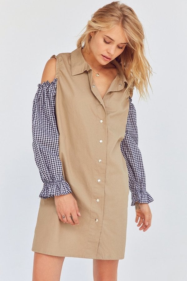 Nice Martin Hazel Gingham Cold-Shoulder Dress