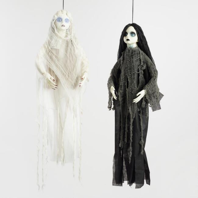Pair of Girl Ghost Hanging Figures