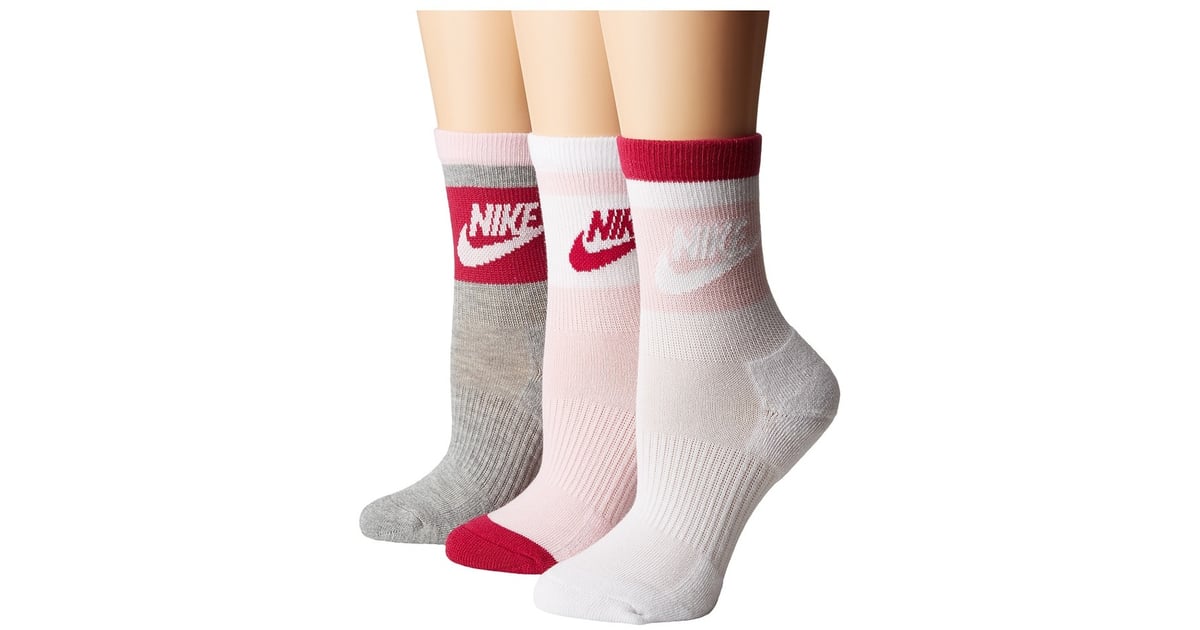 Nike Striped Low Quarter Socks 3-Pair Women's Crew Cut Socks Shoes ...