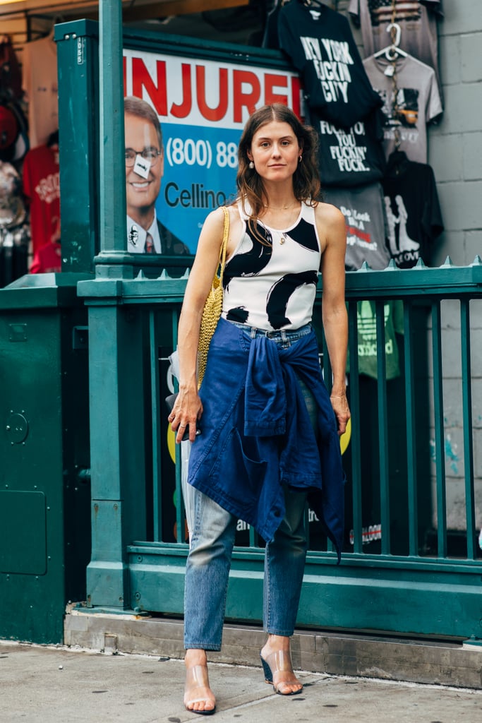 Wear PVC Wedge Sandals With Straight-Leg Cropped Denim