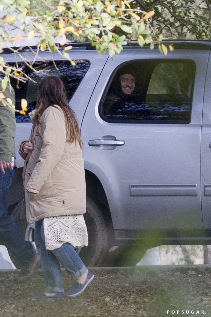 Justin Timberlake Visits Pregnant Jessica Biel on Movie Set