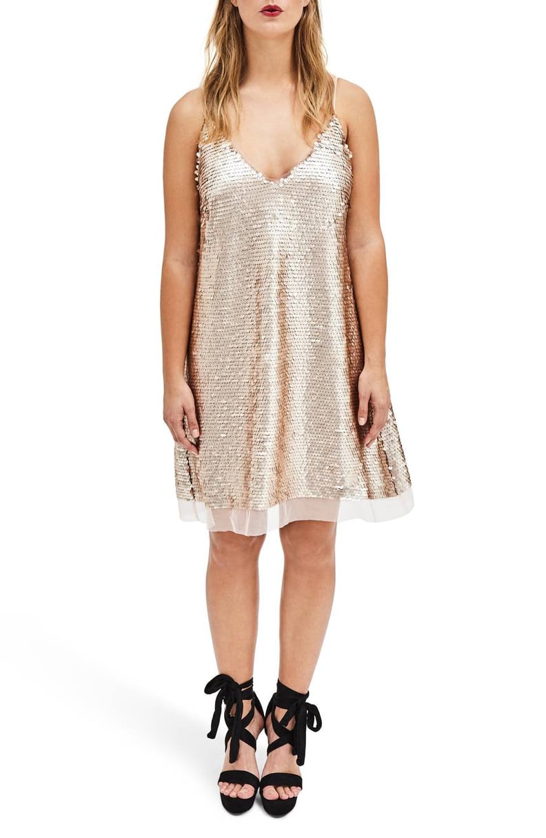 Elvi Nude Sequin Slipdress