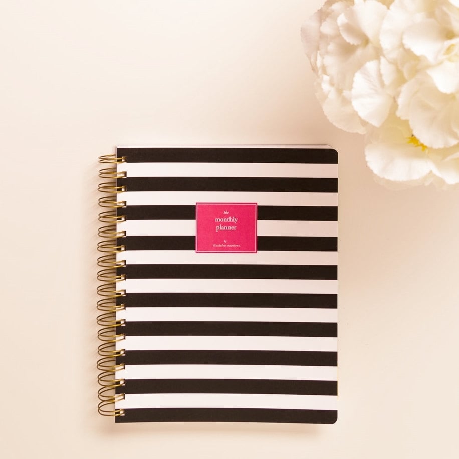 2015 Monthly Planner / Black & White Stripe Softcover ($36)