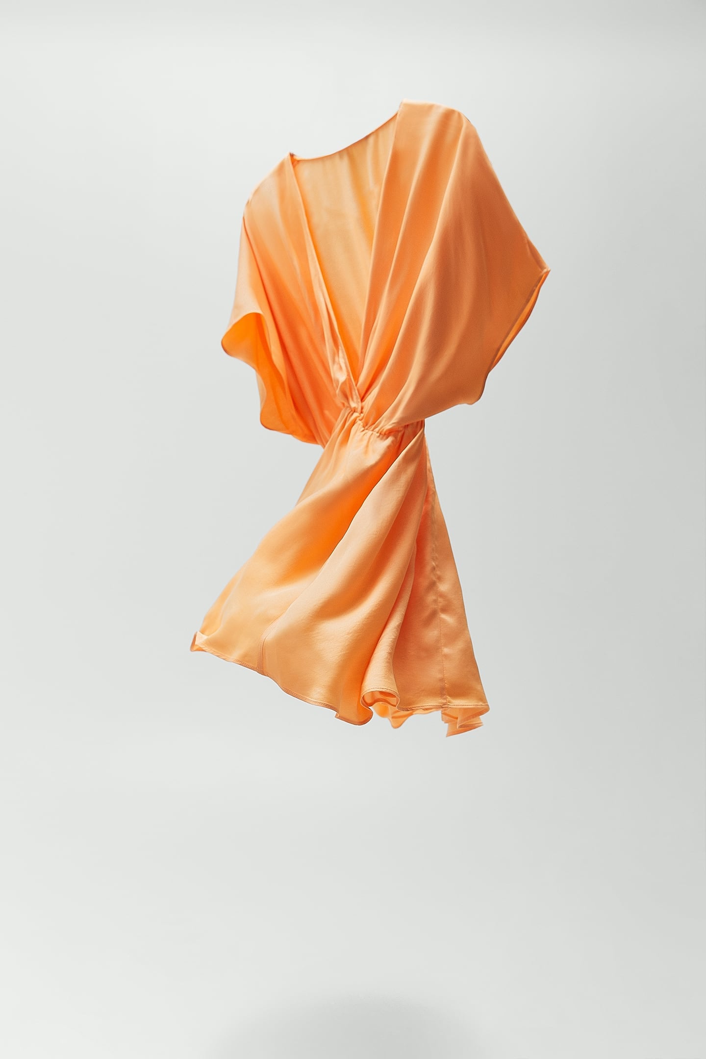 zara orange silk dress