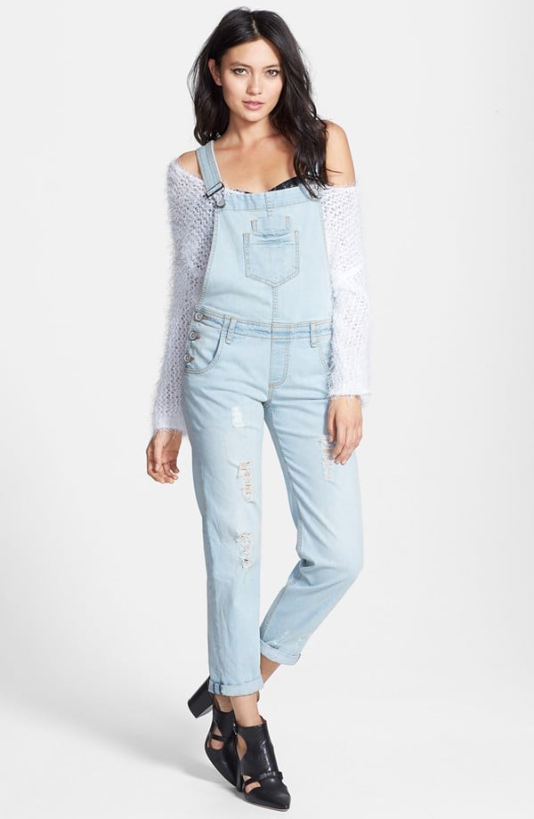 Edyson light denim destroyed overalls 