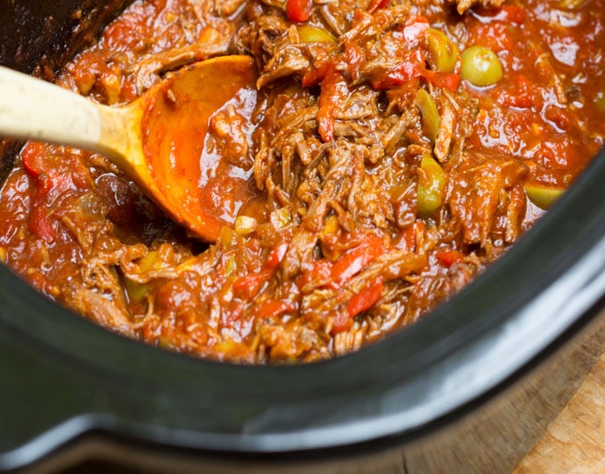 Slow Cooker Ropa Vieja With Peppers