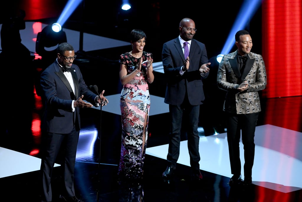 Pictured: NAACP President and CEO Derrick Johnson, Kerry Washington, Van Jones, and John Legend