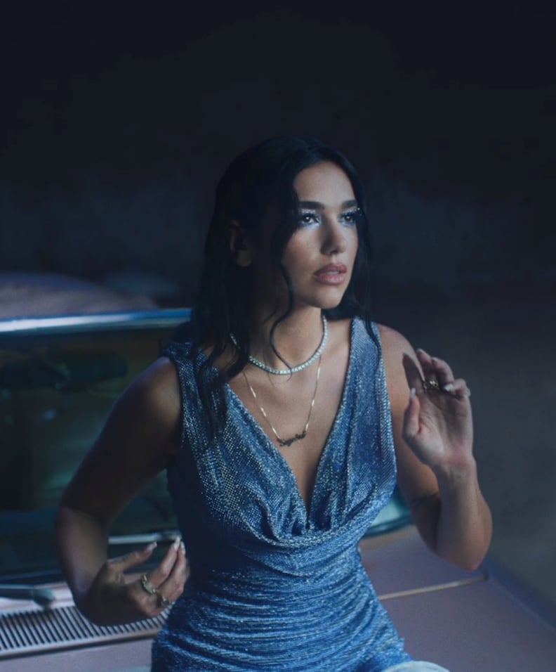 Dua Wearing an Atelier Versace Minidress and "Sugaboo" Necklace