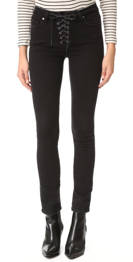 Before fully committing to the lace-up trend, ease into it with these jeans by Paige ($239). They feature a tiny pattern on the front zipper only.