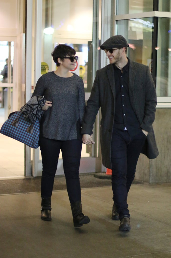 The expecting couple shared a sweet look.