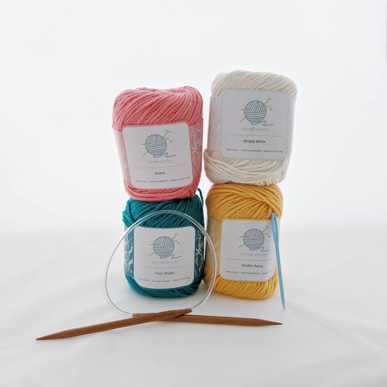 Stitch Happy Designer Knitting Starter Kit: 20 Piece Knitting Kit for  Beginners & 7 Pocket Yarn Bag, Signature Yarn Storage - Angel Blue