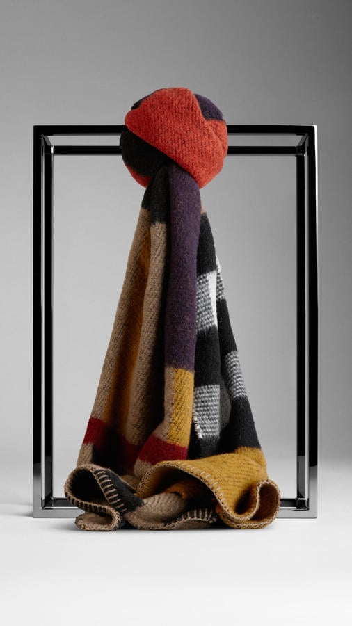 Burberry Colorblock Check Wool Cashmere Scarf