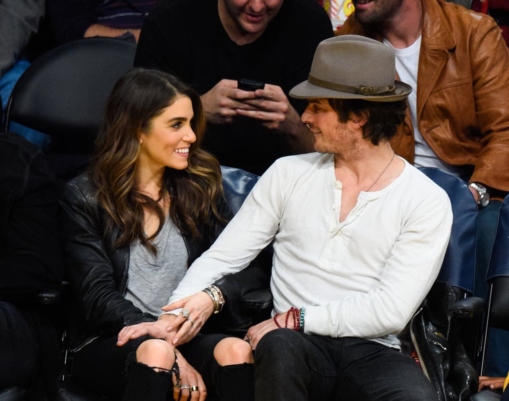 Ian Somerhalder and Nikki Reed Kissing at Lakers Game