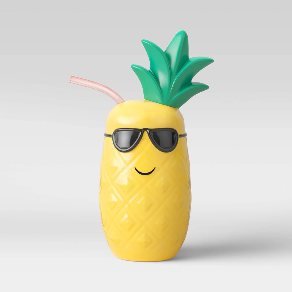 Plastic Pineapple Tumbler With Straw