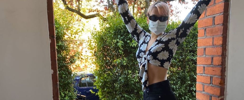 Dua Lipa Wearing a Floral Crop Top on Instagram