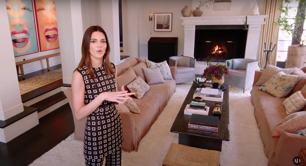 Here's her "formal living room," where she always has the fireplace going and shares deep talks with friends.