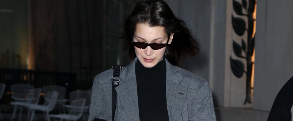 Bella Hadid Wearing a Suit With Nike Sneakers