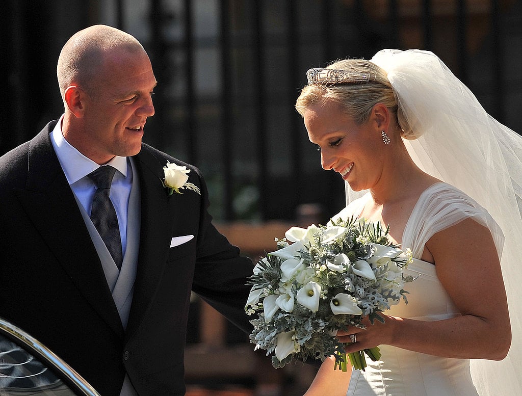 Zara and Mike shared a sweet moment on their wedding day in 2011.