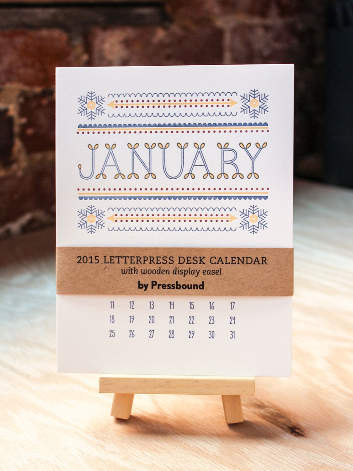 Letterpress Desk Calendar With Folk Art Themed Illustrations 29