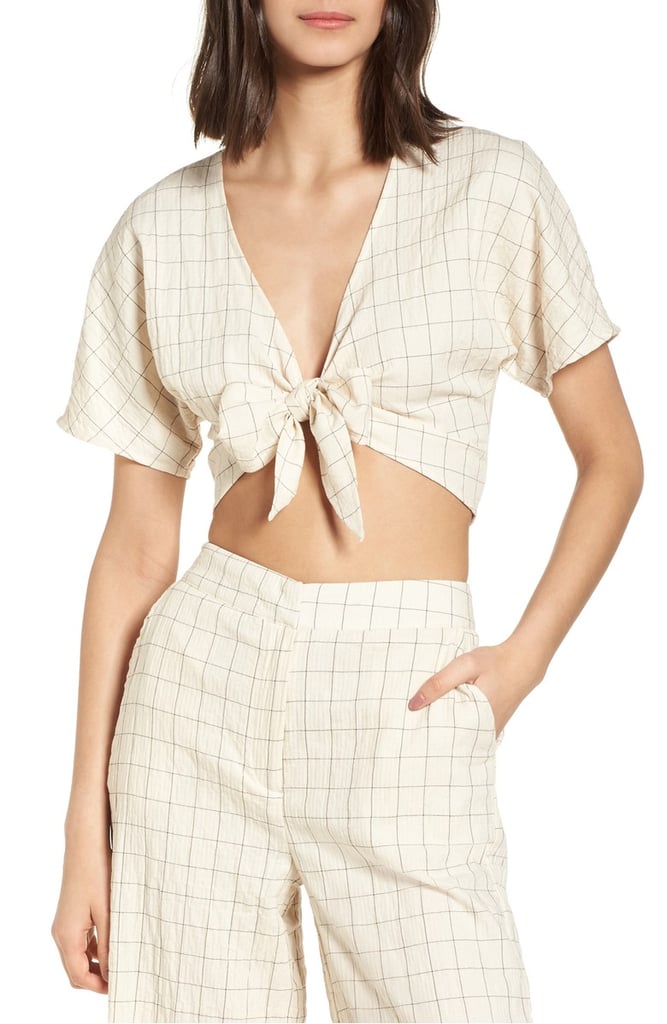 LYDELLE Tie Front Crop Top