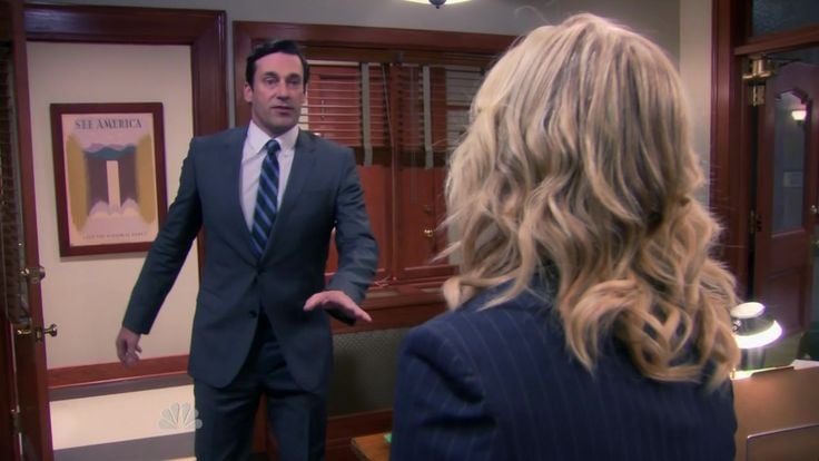 Best Yelling at Jon Hamm in a Time Jump: Amy Poehler, Parks and Recreation