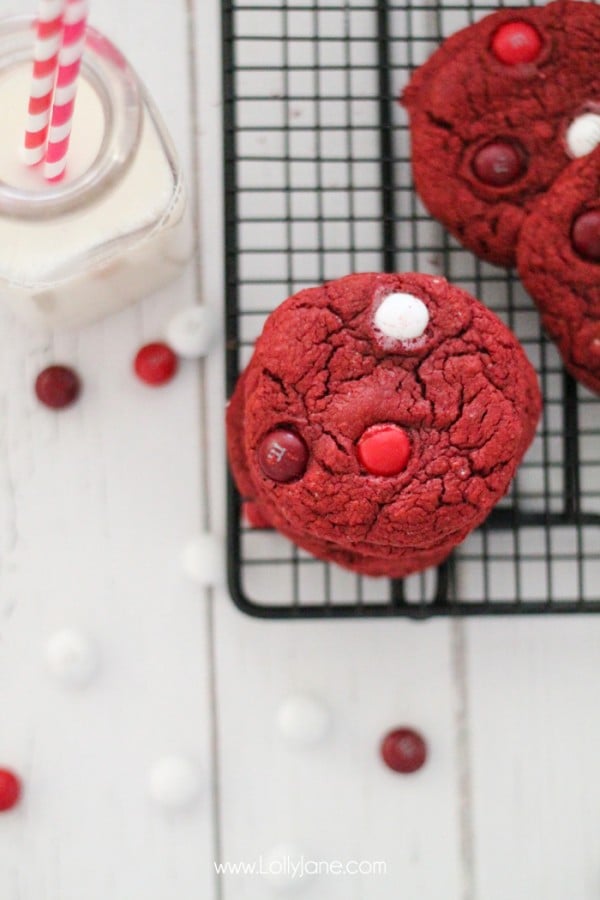 Red Velvet M&M Cake Mix Cookies