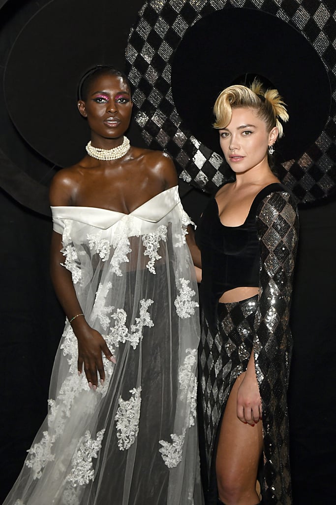 Florence Pugh and Jodie Turner-Smith at the Harris Reed AW23 Show at London Fashion Week