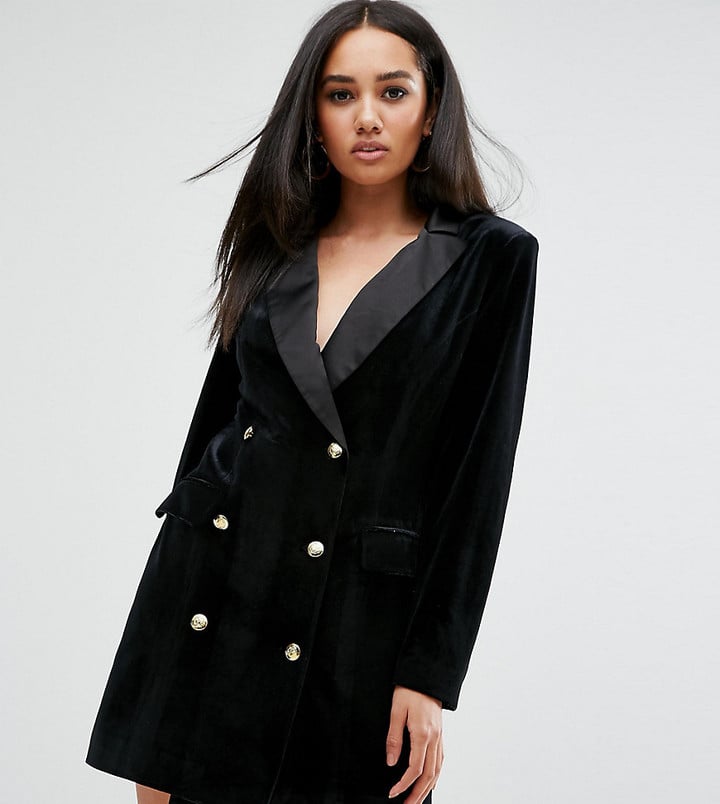 Missguided Velvet Button Detail Blazer Dress