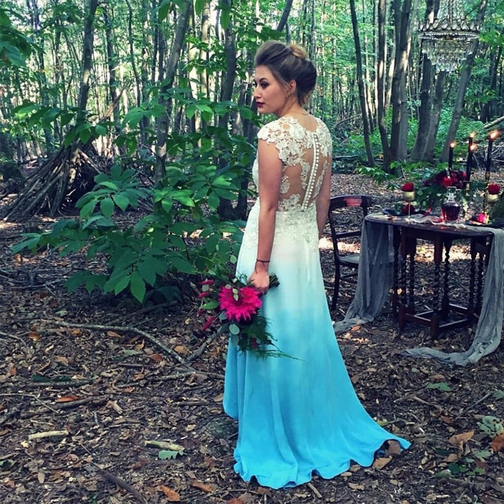 teal ombre wedding dress