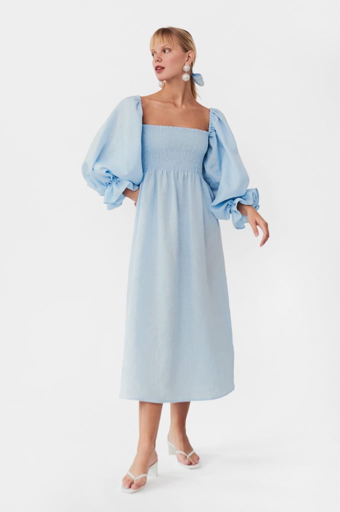 Sleeper "Atlanta" Linen Dress in Azure Blue