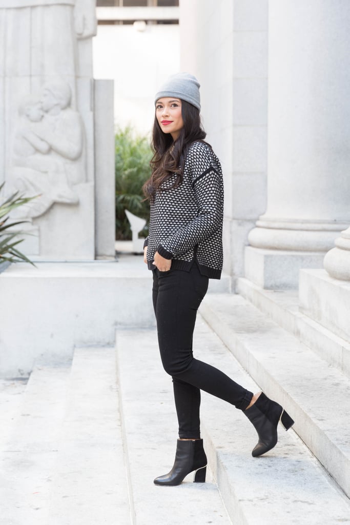 A beanie and a sweater for errand-running